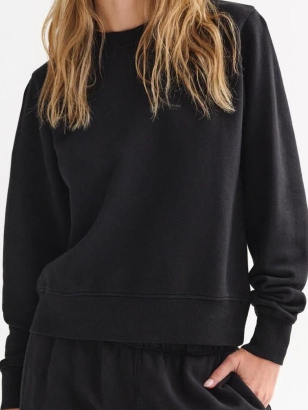 Mate the Label Organic Fleece Shrunken Crew Neck Sweatshirt $128 retail
